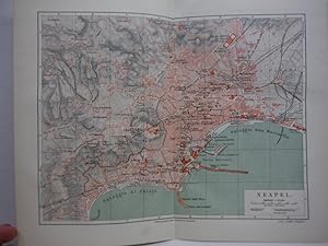 Meyers Antique Colored Map of NEAPEL (NAPLES) (1890)