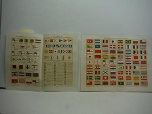 Two Meyers Lexikon Chromolighographs of International and German Flags (1890)