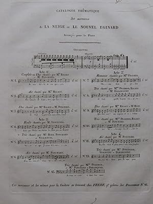 Seller image for AUBER D. F. E. La Neige ou Le Nouvel Eginard No 2 Chant Piano ou Harpe ca1825 for sale by partitions-anciennes