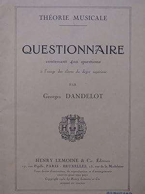 Image du vendeur pour DANDELOT Georges Questionnaire 400 Questions 1932 mis en vente par partitions-anciennes