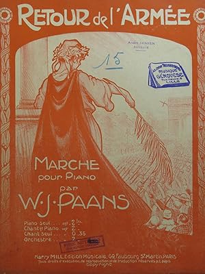 Imagen del vendedor de PAANS W. J. Retour de l'Arme Piano 1916 a la venta por partitions-anciennes