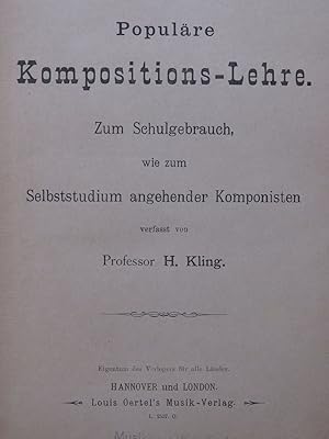 KLING H. Populäre Kompositions-Lehre