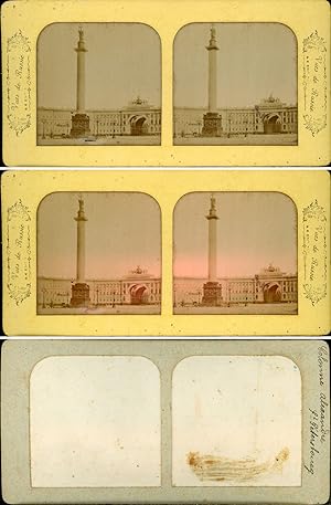 Stéréo Saint-Pétersbourg colonne d'Alexandre vintage stéréo card Russie 