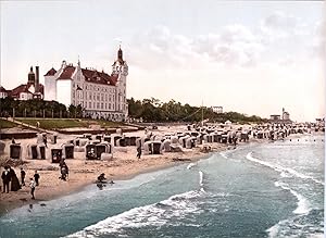 Polen, Kolberg. Strandschloss und Strandleben.