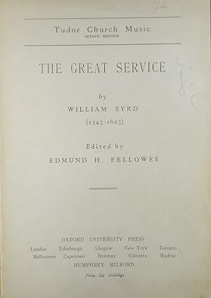 Immagine del venditore per The Great Service, Edited by Edmund H. Fellowes venduto da Austin Sherlaw-Johnson, Secondhand Music
