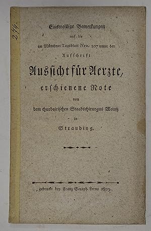 Einsweillige Bemerkungen auf die im Münchener Tagsblatt Nro. 207 unter der Aufschrift Aussicht fü...