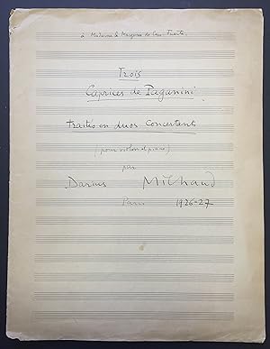 "Trois Caprices de Paganini" - with Autograph Title Page