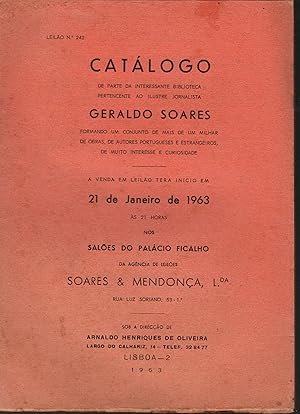 CATÁLOGO LEILÃO Nº 242: De parte da interessante biblioteca pertencente ao ilustre jornalista GER...