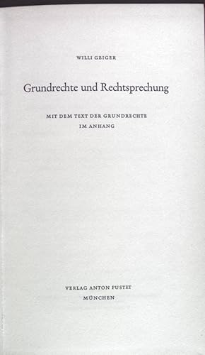 Imagen del vendedor de Grundrechte und Rechtsprechung. Bcherei der Salzburger Hochschulwochen a la venta por books4less (Versandantiquariat Petra Gros GmbH & Co. KG)