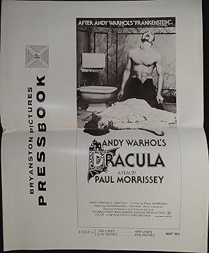 Bild des Verkufers fr Andy Warhol's Dracula Pressbook 1974 Joe Dallesandro, Udo Kier zum Verkauf von AcornBooksNH