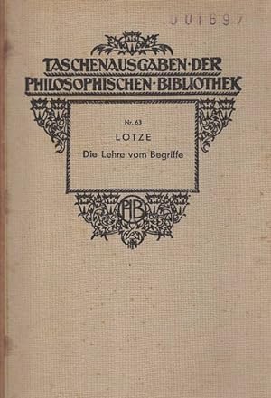 Imagen del vendedor de Lehre vom Begriffe, Die. a la venta por La Librera, Iberoamerikan. Buchhandlung