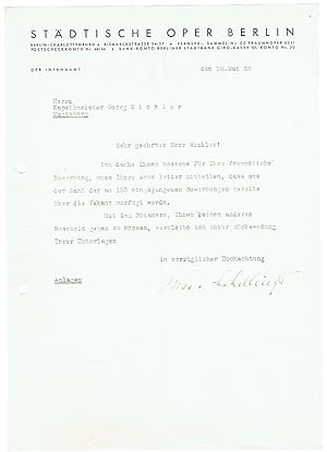 Immagine del venditore per Ms. Brief mit eigenh. Unterschrift. venduto da Kotte Autographs GmbH