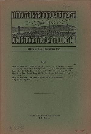 Universitätsbund Göttingen. Mitteilungen, JG. 11, HEFT 1.