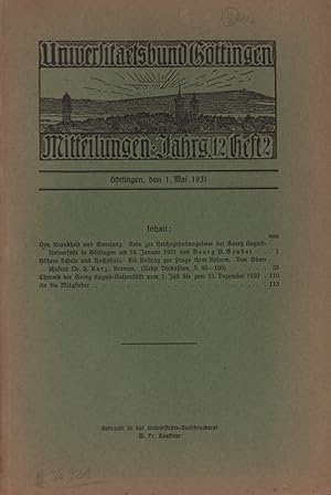 Universitätsbund Göttingen. Mitteilungen, JG. 12, HEFT 2.