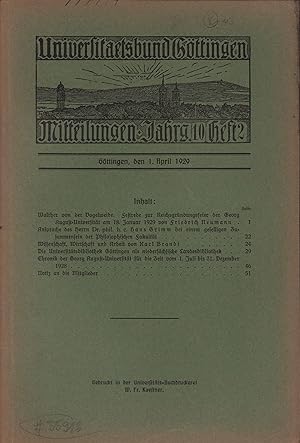 Universitätsbund Göttingen. Mitteilungen, JG 10, HEFT 2.