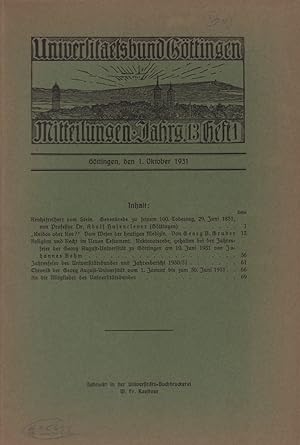 Universitätsbund Göttingen. Mitteilungen, JG. 13, HEFT 1.