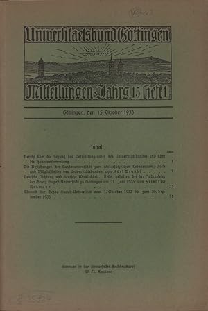 Universitätsbund Göttingen. Mitteilungen, JG. 15, HEFT 1.