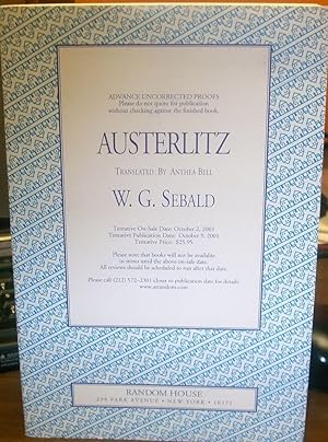 Imagen del vendedor de Austerlitz by Sebald, Winfried Georg a la venta por Robinson Street Books, IOBA