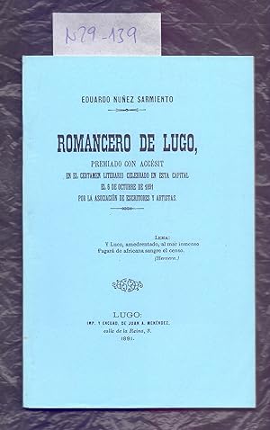 Image du vendeur pour ROMANCERO DE LUGO (FACSIMIL DEL AO 1891) mis en vente par Libreria 7 Soles