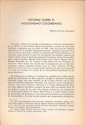Immagine del venditore per INFORME SOBRE EL INDIGENISMO COLOMBIANO (EXTRAIDO ORIGINAL DEL AO 1977, ESTUDIO COMPLETO TEXTO INTEGRO) venduto da Libreria 7 Soles