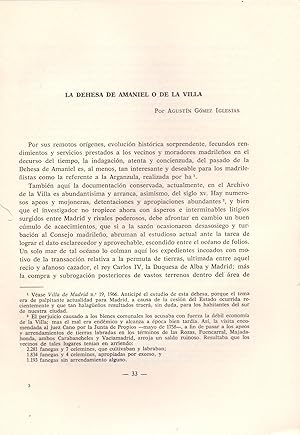 Image du vendeur pour LA DEHESA DE AMANIEL O DE LA VILLA - MADRID - (EXTRAIDO ORIGINAL DEL AO 1967, ESTUDIO COMPLETO TEXTO INTEGRO) mis en vente par Libreria 7 Soles