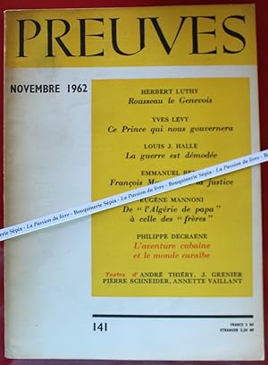 Image du vendeur pour PREUVES - Revue n141 (1962) Rousseau, Bram van Velde, Algrie, Irlande. mis en vente par Bouquinerie Spia