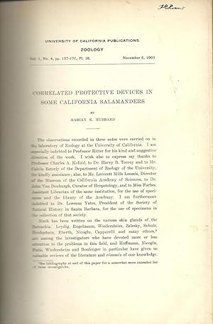 Seller image for Correlated Protective Devices in Some California Salamanders by Hubbard, Marian E. for sale by Robinson Street Books, IOBA