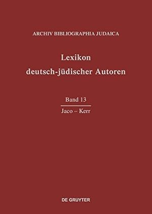 Bild des Verkufers fr Jaco-kerr (German Edition) by Archiv Bibliographia Judaica e.V. [Hardcover ] zum Verkauf von booksXpress