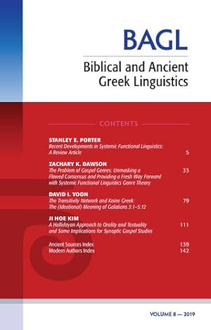 Bild des Verkufers fr Biblical and Ancient Greek Linguistics, Volume 8 [Soft Cover ] zum Verkauf von booksXpress