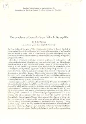 Seller image for The Cytoplasm and Quantative Variation in Drosophila by Thoday, J.M. for sale by Robinson Street Books, IOBA