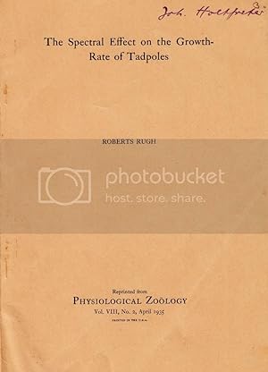 Seller image for The Spectral Effect on the Growth-Rate of Tadpoles by Rugh, Roberts for sale by Robinson Street Books, IOBA