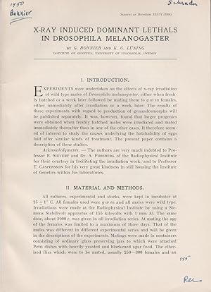 Seller image for X-Ray Induced Dominant Lethals in Drosophila Melanogaster by Bonnier, Gert., Luning, K. G for sale by Robinson Street Books, IOBA