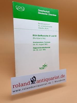 Bild des Verkufers fr Ameisensure, Formiate : (August 1991) Diglycol-bis-chlorformiat : (Juni 1991). Hrsg. vom Beratergremium fr Umweltrelevante Altstoffe (BUA) der Gesellschaft Deutscher Chemiker / Gesellschaft Deutscher Chemiker. Beratergremium fr Umweltrelevante Altstoffe: BUA-Stoffbericht ; Nr. 81/82 : Kurzberichte zum Verkauf von Roland Antiquariat UG haftungsbeschrnkt