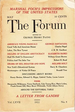 Imagen del vendedor de The Forum May 1922 Vol. LXVII No. 5 by Payne, George Henry, editor a la venta por Robinson Street Books, IOBA