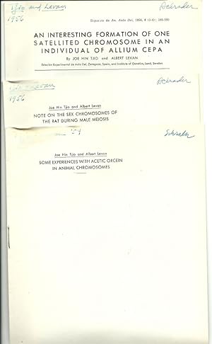Seller image for 4 scarce offprints by Jo Hin Tjio: Some Experiences with Acetic Orcein in Animal Chromosomes and 2 others by Tjio, Joe Hin; Albert Levan one with Arne Hagberg for sale by Robinson Street Books, IOBA