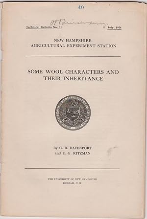 Seller image for Some Wool Characteristics and Their Inheritance by Davenport, C.B.; Ritzman, E.G. for sale by Robinson Street Books, IOBA