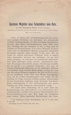 Seller image for Spontanes Wegfallen eines Farbenfaktors beim Hafer by Nilsson-Ehle, H. for sale by Robinson Street Books, IOBA