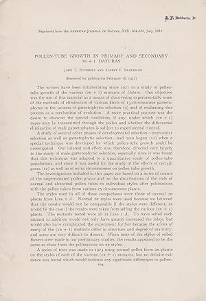 Seller image for Pollen-Tube Growth in Primary and Secondary 2n + 1 Daturas by Buchholz, John T. and Blakeslee, Albert F. for sale by Robinson Street Books, IOBA