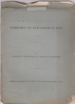 Image du vendeur pour Heredity of Eye-Color in Man by Davenport, Charles; Davenport Gertrude mis en vente par Robinson Street Books, IOBA
