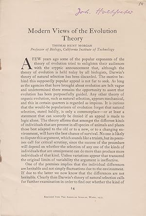 Imagen del vendedor de Modern Views of the Evolution Theory by Morgan, T.H. Thomas Hunt Morgan a la venta por Robinson Street Books, IOBA