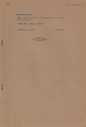 Imagen del vendedor de Growth Regulation of Transplanted Eye and Leg Discs in Drosophila by Bodenstein, Dietrich a la venta por Robinson Street Books, IOBA