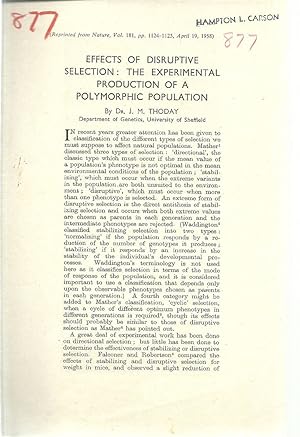 Imagen del vendedor de Effects of Disruptive Selection: The Experimental Production of a Polymorphic Population by Thoday, J.M. a la venta por Robinson Street Books, IOBA