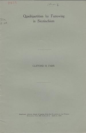 Bild des Verk�ufers f�r Quadripartition by Furrowing in Sisyrinchium by Farr, Clifford H. zum Verkauf von Robinson Street Books, IOBA