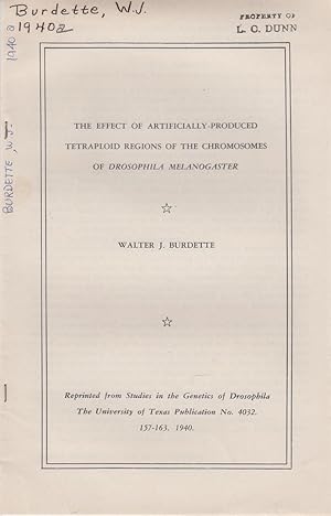 Imagen del vendedor de The Effect of Artificially-Produced Tetraploid Regions of the Chromosomes of Drosophila Melanogaster by Burdette, Walter J. a la venta por Robinson Street Books, IOBA