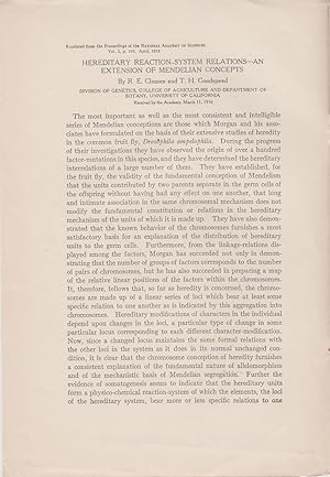 Image du vendeur pour Hereditary Reaction-System Relations--An Extension of Mendelian Concepts by Clausen, R.E. and Goodspeed, T.H. mis en vente par Robinson Street Books, IOBA