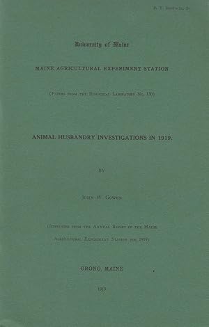 Bild des Verk�ufers f�r Animal Husbandry Investigations in 1919 by Gowen, John W. zum Verkauf von Robinson Street Books, IOBA