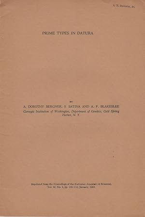 Bild des Verk�ufers f�r Prime Types in Datura by Bergner, Dorothy A.; Satina, S.; and Blakeslee, A.F. zum Verkauf von Robinson Street Books, IOBA