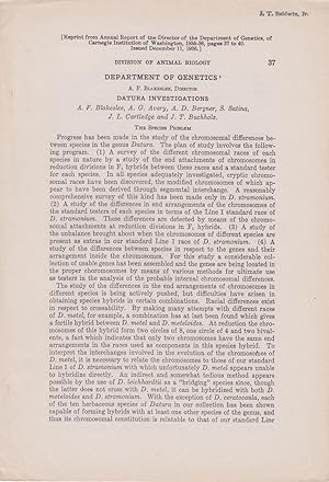 Seller image for Datura Investigations: The Species Problem by Blakeslee, A.F.; Avery, A.G.; Bergner, A.D.; Satina, S.; Cartledge, J.L.; and Buchholz, J.T. for sale by Robinson Street Books, IOBA