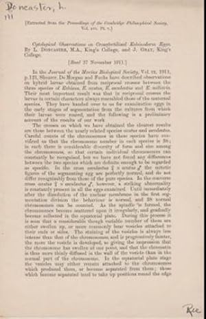 Bild des Verkufers fr Cytological Observations on Crossfertilized Echinoderm Eggs by Doncaster, L. and J. Gray zum Verkauf von Robinson Street Books, IOBA