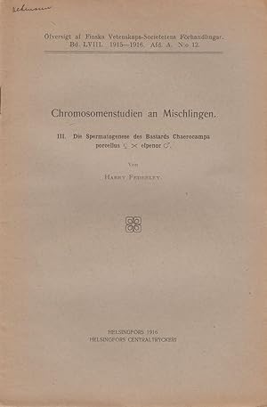 Imagen del vendedor de Chromosomenstudien an Mischlingen. III. Die Spermatogenese des Bastards Chaerocampa porcellus x elpenor by Federley, Harry a la venta por Robinson Street Books, IOBA